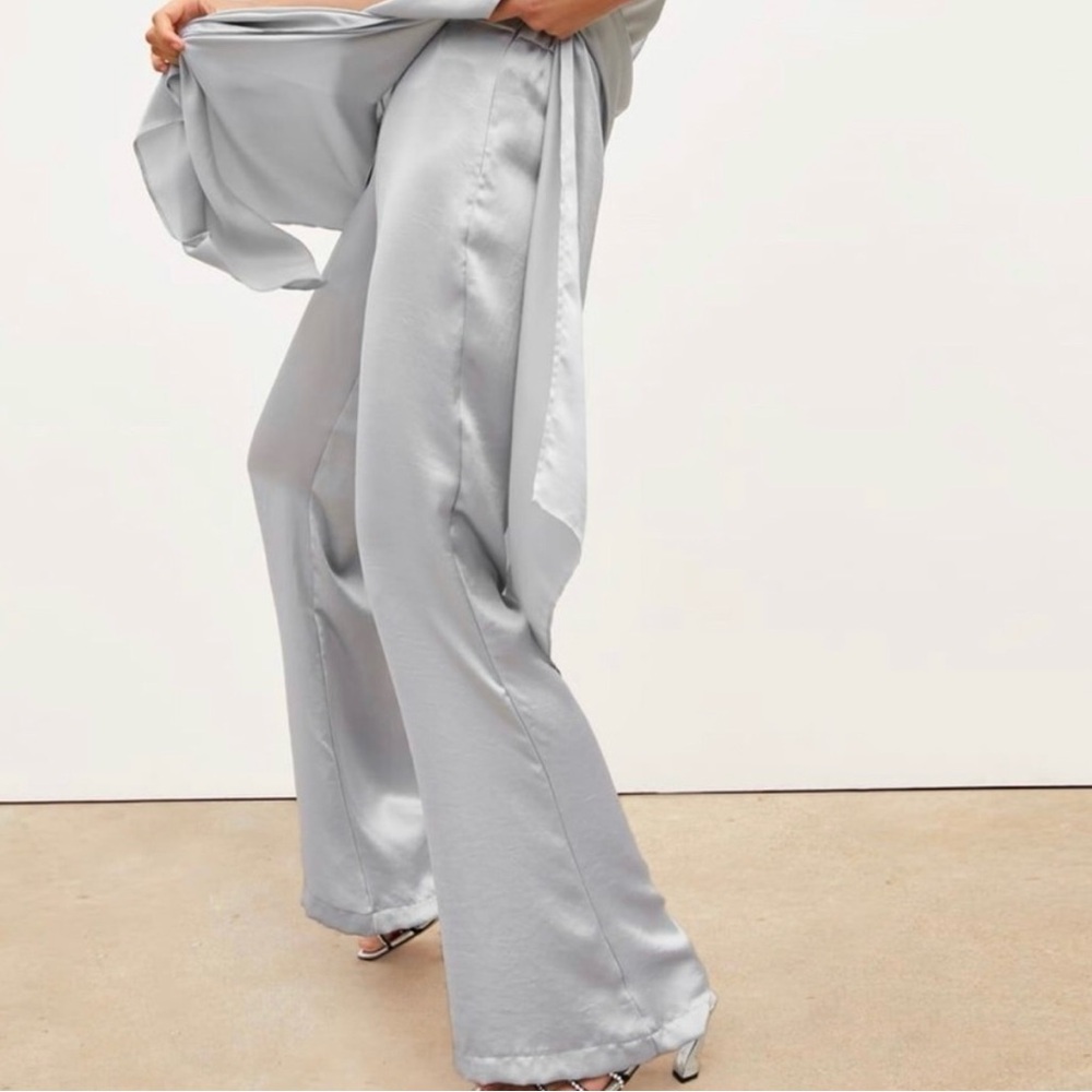 Zara silver satin pants